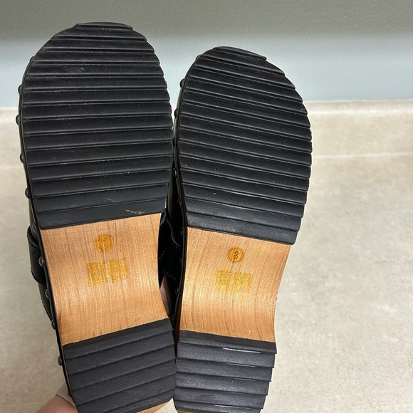 Kelsi Dagger Brooklyn for Anthropologie Stylish Black Clogs with Fringe Detail - Picture 7 of 7